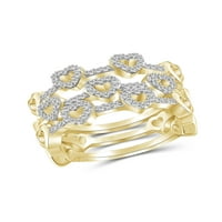 JewelersClub egymásra rakható gyémántgyűrűk nőknek - karátfehér gyémánt gyűrű ékszerek - 14K aranyozott ezüst egymásra rakható