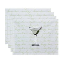 Egyszerűen Daisy, Martini Glass Text Fade Geometric Placemat, Coral