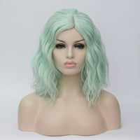 Egyedi olcsó emberi haj parókák a Lady 16 fluoreszkáló zöld göndör paróka paróka sapkával