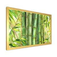 Designart 'Világos és zöld bambuszszálak' átmeneti keretes művészet