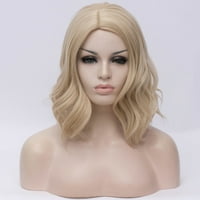 Egyedi olcsón emberi haj paróka Lady 14 világos arany tónusú göndör természetes teljes közepes hullámos