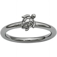 Ezüst ezüst fekete bevonatú teknős gyűrű