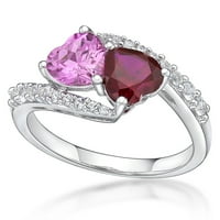 A Brilliance Sterling Silver létrehozta a rubinot, rózsaszín zafírot készített és fehér zafír gyűrűt készített