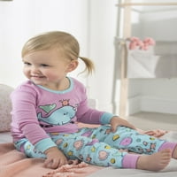 Gerber Childrenswear Gerber rövid ujjú és hosszú ujjú személyzet nyaka narwhal pizsamák