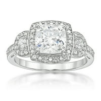 Jay Heart Designs sterling ezüst szimulált fehér gyémánt párna kőgyűrű