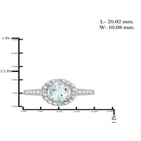 1. Carat T.G.W. Aquamarine Gemstone és Carat T.W. Fehér gyémántgyűrű