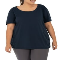 Terra & Sky Women's Plus Size Scoop Neck Shirred Side Póló