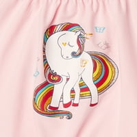 Forever Me Girls Unicorn póló, puff hüvely teteje, szoknya és nadrág, mix-and-mérkőzés, négyrészes ruhakészlet, méretek 4-12