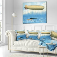 Designart Airship illusztráció - Absztrakt dobás párna - 18x18