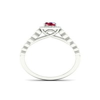 Imperial drágakő sterling ezüst ovális vágás rubin és létrehozott fehér zafír Halo női eljegyzési gyűrű