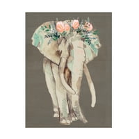 Jennifer Goldberger 'virág korona elefánt i' vászon művészet