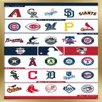 Trends International MLB League - Logos Wall Poster 16.5 24.25 .75 Arany keretes változat