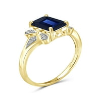 JewelersClub Sapphire Ring Birthstone ékszerek - 2. Karát -zafír 14K aranyozott ezüst gyűrűs ékszerek fehér gyémánt akcentussal