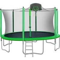 Aukfa trambulin házakkal- ft gyerekek trambulin kosárlabda karika a szabadtéri park jumping gyakorlathoz- zöld