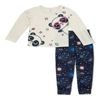 A Wonder Nation lányok exkluzív szuper puha pizsama hosszú ujjú felső és lábgömb alvásméret 4- és plusz