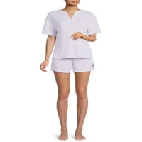 Lissome női és nők plusz gofri rövid ujjú póló és rövidnadrág alváskészlet, 2 darab