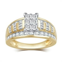 Cttw gyémánt klaszter 10k sárga arany eljegyzési gyűrű
