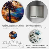 Designart 'Az őszi fa sziluettje a naplementében Glow' Hagyományos körfém fali művészet - 11 lemez