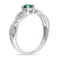 Carat T.G.W. Létrehozott smaragd és gyémánt-akcentus sterling ezüst ígéret gyűrű