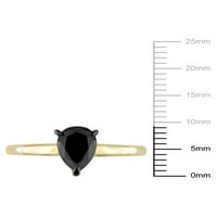 Carat T.W. Fekete gyémánt 14 kt sárga arany könnycsepp fekete ródiummal borított pasziánsz eljegyzési gyűrű