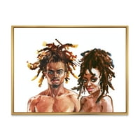 Designart 'Afro -amerikai pár portréja' modern keretes vászon fali művészet nyomtatás