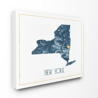 A Stupell Lakberendezés New York Minimális Kék Márványos Papír Sziluett Vászon Fal Művészet