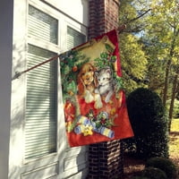 Carolines kincsek APH7551CHF karácsonyi kiskutya és cica zászló vászon ház mérete nagy, többszínű