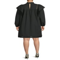 A Get Women's Plus méretű csipke Trim Mini ruha hosszú ujjú