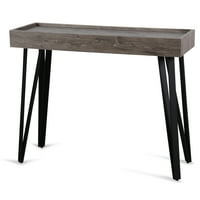 Természetes sötét sonoma téglalap alakú fa konzol asztal fém hajtű lábakkal