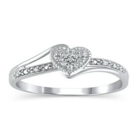 Gyémánt akcentus tartsa meg a kezemet a gyémánt szív ígéret gyűrű 10 k fehéraranyban, 7. méret