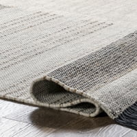 Nuloom Minerva Casual Stripe Wool Tassel Area Rug, 6 '9', bézs