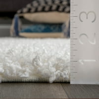Nuloom Gwenyth szilárd bozontos terület szőnyeg, 2 '8 8', fehér