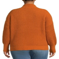 Abszolút híres női plusz méretű színblokkolt vegyes öltéses pulóver pulóver