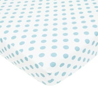 Care természetes pamut perkál felszerelt kiságy lap Standard kiságy és kisgyermek matracok, Fehér, Kék Pont, 52, puha lélegző,