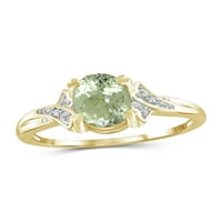 1. Karát zöld ametiszt drágakő és akcentus fehér gyémánt gyűrű
