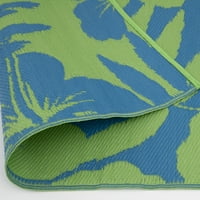Alaptárak 5'x7 'kék zöld pálma műanyag reverzibilis kültéri szőnyeg