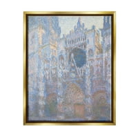 Stupell Industries Rouen Cathedral West homlokzat klasszikus Claude Monet festmény Festés Fémes arany úszó keretes vászon nyomtatott