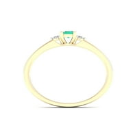 Császári drágakő 10k sárga arany nyolcszögletű smaragd 1 10ct tw gyémánt női gyűrű