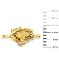 6 karátos T. G. W. citrin és gyémánt akcentussal sárga ródium bevonatú Sterling ezüst csomagolva kő gyűrű