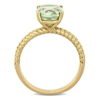 Miabella női 2- Carat T.G.W. Ovális vágott zöld kvarc 14 kt sárga arany pasziánsz gyűrű