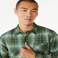 Ingyenes összeszerelő férfiak könnyű kockás flanel ing hosszú ujjú, méretű xs-3xl