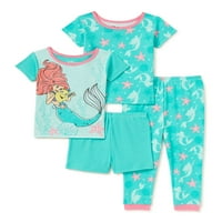 A kis sellő kisgyermek lányok jól illeszkednek a pamut rövid ujjú pizsamák, 4 darabos készlet, méretek 12m-5T