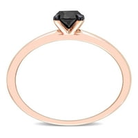 Carat T.W. Fekete gyémánt 14 kt rózsa arany pasziánsz eljegyzési gyűrű