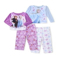 Fagyasztott kisgyermek lányok gyapjú pizsamája, 4 darabos készlet