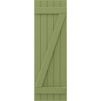Ekena Millwork 1 2 W 83 H Americraft öt tábla külső igazi fa csatlakoztatott deszkás-n-batten redőnyök w z-bar, moha zöld
