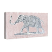 Wynwood Studio Animals Wall Art vászon nyomtatványok „Elefánt érlelt papír rózsaszín állatok és vadállatok - szürke, rózsaszín