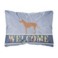 Carolines Treasures BB8277PW Rhodesian Ridgeback üdvözlő vászon szövet dekoratív párna, Kék, 12h x16W, Többszínű