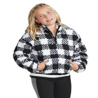 Justice Girls Sherpa Quarter Zip első zsebével, méretek 5- & Plus