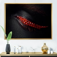 Designart 'Gyönyörű fekete bőr női szem piros gyémántokkal' modern keretes vászon fali művészet nyomtatás