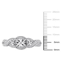 Carat T.W. Gyémánt sterling ezüst szüreti ígéret gyűrű